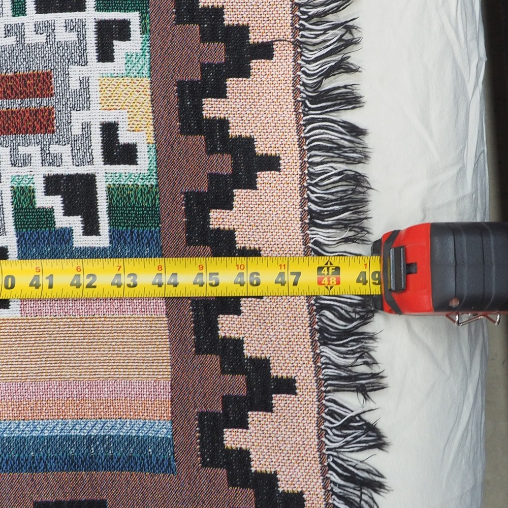 Vintage Southwestern Geometric Aztec Tapestry Tribal Blanket Throw Woven USA - Picture 8 of 12